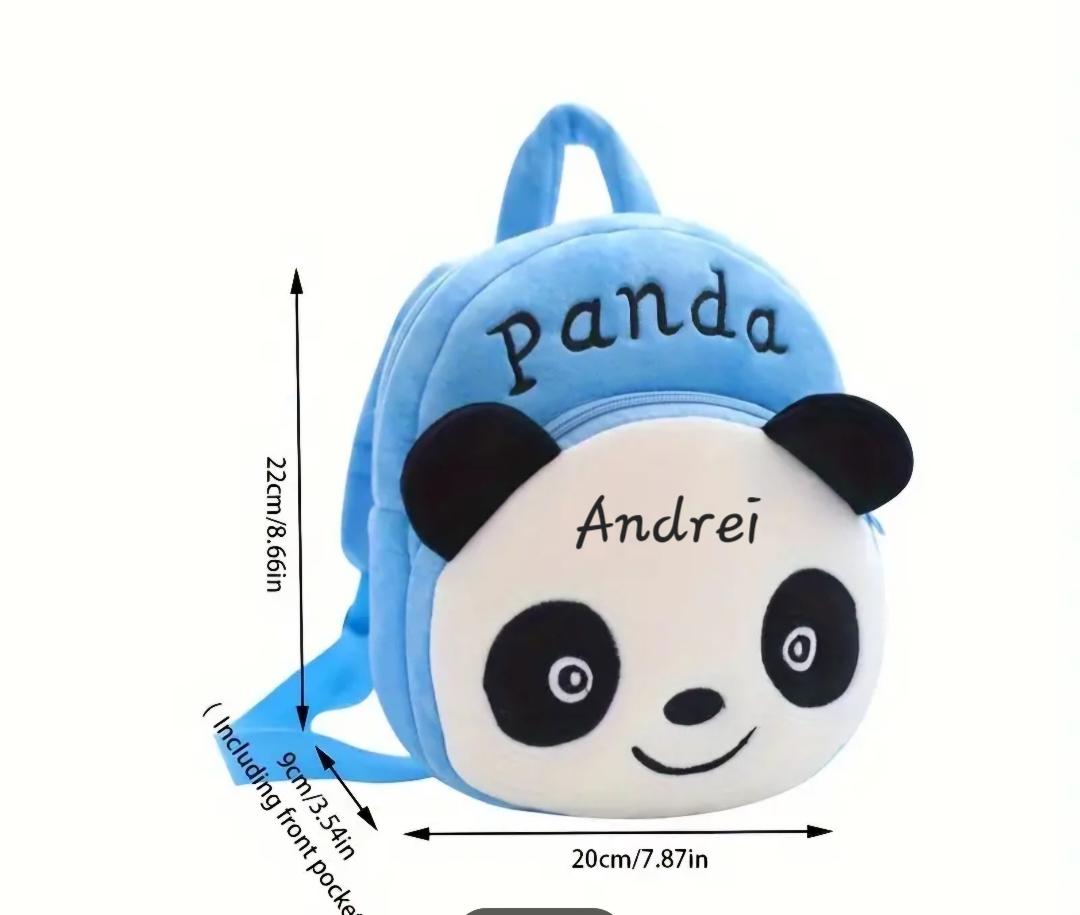 Rucsac Personalizat Plus Panda Albastru Mini, 22*20 cm