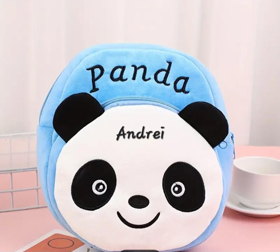 Rucsac Personalizat Plus Panda Albastru Mini, 22*20 cm